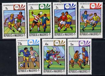 Maldive Islands 1974 World Cup Football set of 7 unmounted mint SG 514-20, stamps on football  sport