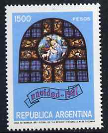 Argentine Republic 1981 Christmas (Stained Glass Window) unmounted mint SG 1728*, stamps on christmas    stained glass