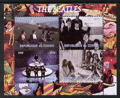 Congo 2013 The Beatles #2 perf sheetlet containing 4 vals unmounted mint. Note this item is privately produced and is offered purely on its thematic appeal, it has no postal validity, stamps on personalities, stamps on music, stamps on beatles, stamps on pops, stamps on rock, stamps on lighthouses