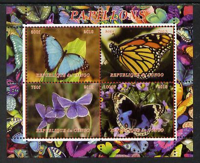 Congo 2013 Butterflies #1 perf sheetlet containing 4 vals unmounted mint. Note this item is privately produced and is offered purely on its thematic appeal , stamps on , stamps on  stamps on butterflies
