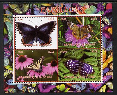 Congo 2013 Butterflies #2 perf sheetlet containing 4 vals unmounted mint. Note this item is privately produced and is offered purely on its thematic appeal , stamps on , stamps on  stamps on butterflies