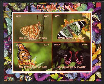 Congo 2013 Butterflies #3 imperf sheetlet containing 4 vals unmounted mint. Note this item is privately produced and is offered purely on its thematic appeal , stamps on butterflies