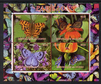Congo 2013 Butterflies #4 perf sheetlet containing 4 vals unmounted mint. Note this item is privately produced and is offered purely on its thematic appeal , stamps on butterflies