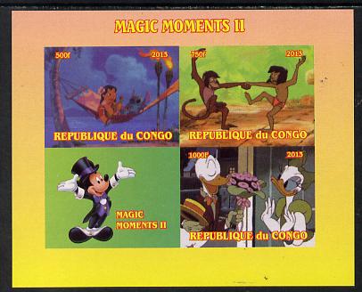 Congo 2013 Disney - Magic Moments #2 imperf sheetlet containing 3 values plus label unmounted mint. Note this item is privately produced and is offered purely on its them..., stamps on disney, stamps on films, stamps on movies, stamps on cinema, stamps on 