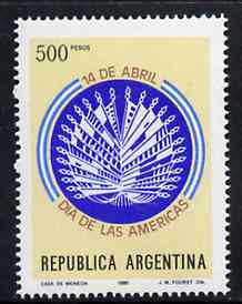 Argentine Republic 1980 Day of the Americas unmounted mint, SG 1670*, stamps on flags