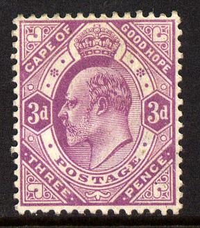 Cape Of Good Hope 1902-04 KE7 3d magenta mounted mint SG 74, stamps on . ke7 , stamps on 