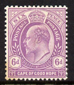 Cape Of Good Hope 1902-04 KE7 6d bright mauve mounted mint SG 76, stamps on . ke7 , stamps on 