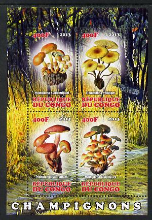 Congo 2013 Fungi #1 perf sheetlet containing four values unmounted mint, stamps on , stamps on  stamps on fungi