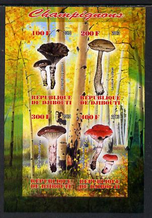 Djibouti 2013 Fungi #1 imperf sheetlet containing 4 values unmounted mint, stamps on fungi