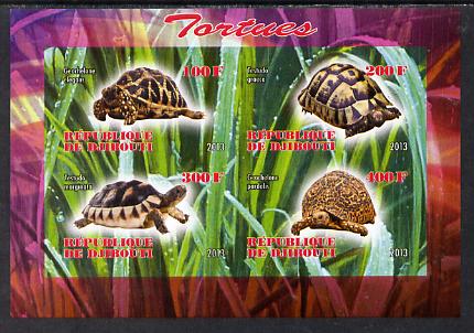 Djibouti 2013 Tortoises imperf sheetlet containing 4 values unmounted mint, stamps on animals, stamps on reptiles, stamps on tortoise