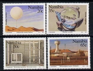 Namibia 1991 Weather Service perf set of 4 unmounted mint SG 568-71, stamps on weather, stamps on balloons, stamps on 