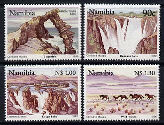Namibia 1996 Tourism perf set of 4 unmounted mint SG 677-80, stamps on tourism, stamps on waterfalls, stamps on horses