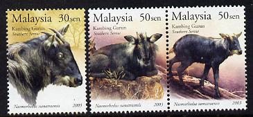 Malaysia 2003 Southern Serow perf set of 3 unmounted mint SG 1113-15, stamps on antelope, stamps on bovine