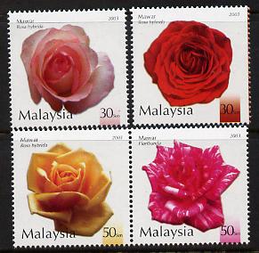 Malaysia 2003 Roses of Malaysia perf set of 4 unmounted mint SG 1120-23, stamps on , stamps on  stamps on flowers, stamps on  stamps on roses
