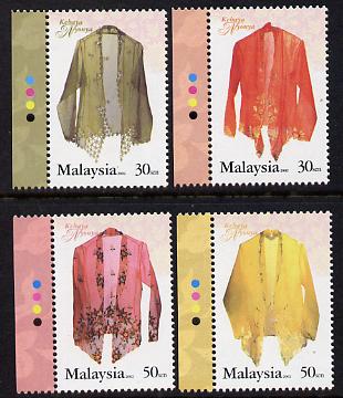Malaysia 2002 The Kebaya Nyonya (traditional blouse) perf set of 4 unmounted mint SG 1100-03, stamps on costumes, stamps on clothes