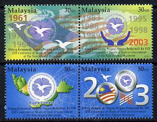 Malaysia 2003 Conference of Heads of States perf set of 4 unmounted mint SG 1116-19, stamps on constitutions, stamps on doves, stamps on peace, stamps on flags