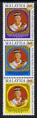 Malaysia 1999 Installation of Sultan of Selangor vertical perf strip of 3 unmounted mint SG 787-89, stamps on royalty