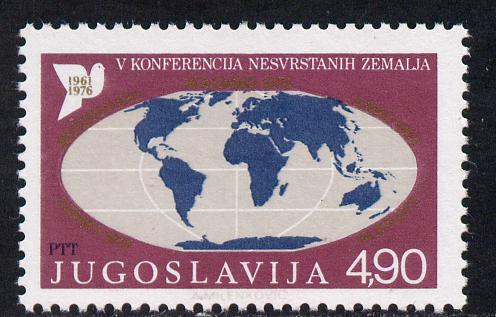 Yugoslavia 1976 Fifth Non-Aligned Nations Summit 4d90 unmounted mint, SG 1747, stamps on constitutions, stamps on globes