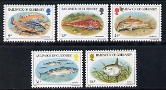 Guernsey 1985 Fish set of 5 unmounted mint, SG 332-36, stamps on fish     marine-life