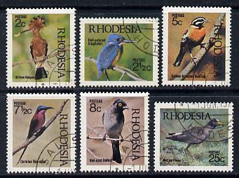 Rhodesia 1971 Birds 1st series perf set of 6 cds used SG 459-64, stamps on birds, stamps on hoopoe, stamps on kingfisher, stamps on bunting, stamps on bee-eater, stamps on bulbul, stamps on plover