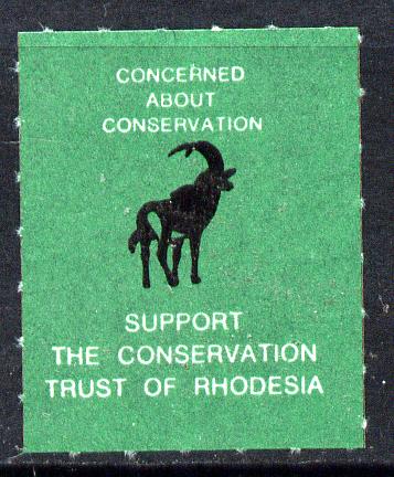 Cinderella - Rhodesia Springbok Undenominated label unmounted mint inscribed 'Support the Conservation Trust of Rhodesia', stamps on cinderella, stamps on  wwf , stamps on animals, stamps on antelopes