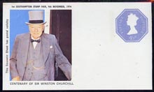 Great Britain 1974 Postally valid souvenir sheet for Southampton Stamp Fair & Commemorating the Centenary of Sir Winston Churchill with 4.5p octagonal Machin imprint unmo..., stamps on churchill     personalities, stamps on stamp exhibitions      constitutions