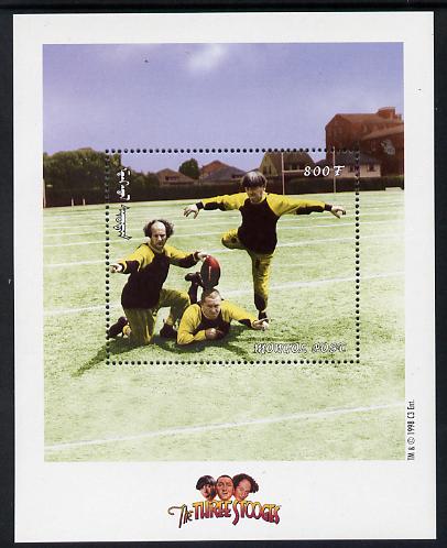 Mongolia 1998 The Three Stooges (Comedy series) perf m/sheet #6 containing 1 value (Playing Football) unmounted mint, SG MS 2697f, stamps on films, stamps on cinema, stamps on comedy, stamps on footbal