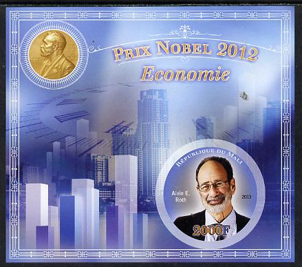 Mali 2013 Nobel Prize Winners for 2012 - Alvin E Roth (Economics) imperf s/sheet containing circular value unmounted mint, stamps on , stamps on  stamps on personalities, stamps on  stamps on nobel, stamps on  stamps on finance, stamps on  stamps on money, stamps on  stamps on shaped
