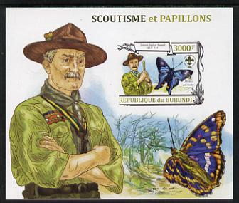 Burundi 2013 Scouting & Butterflies #1 imperf m/sheet unmounted mint, stamps on scouts, stamps on birds, stamps on parrots