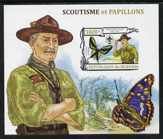 Burundi 2013 Scouting & Butterflies #3 imperf m/sheet unmounted mint, stamps on scouts, stamps on birds, stamps on parrots