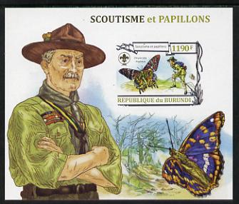 Burundi 2013 Scouting & Butterflies #4 imperf m/sheet unmounted mint, stamps on scouts, stamps on birds, stamps on parrots