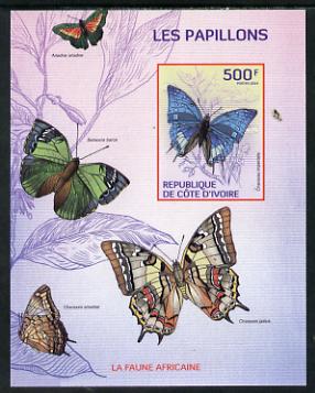 Ivory Coast 2014 Butterflies #3 imperf m/sheet unmounted mint. Note this item is privately produced and is offered purely on its thematic appeal, stamps on butterflies, stamps on 
