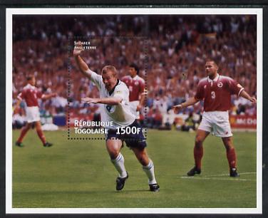 Togo 1998 (?) Football perf m/sheet (Shearer) unmounted mint. Note this item is privately produced and is offered purely on its thematic appeal, stamps on , stamps on  stamps on football