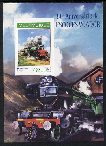 Mozambique 2014 80th Anniversary of Flying Scotsman #1 imperf s/sheet #1 unmounted mint. Note this item is privately produced and is offered purely on its thematic appeal..., stamps on railways, stamps on scots