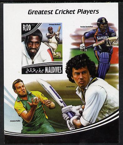 Maldive Islands 2014 Greatest Cricket Players - Viv Richards imperf s/sheet unmounted mint. Note this item is privately produced and is offered purely on its thematic appeal, stamps on personalities, stamps on sport, stamps on cricket