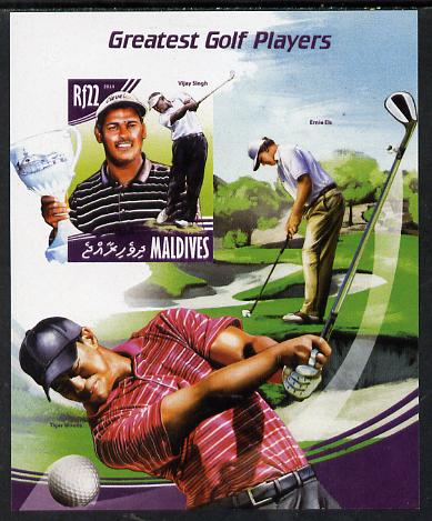 Maldive Islands 2014 Greatest Golf Players - Vijay Singh imperf s/sheet unmounted mint. Note this item is privately produced and is offered purely on its thematic appeal, stamps on personalities, stamps on sport, stamps on golf