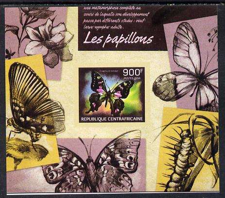 Central African Republic 2014 Butterflies #02 imperf s/sheet A - unmounted mint. Note this item is privately produced and is offered purely on its thematic appeal, stamps on , stamps on  stamps on butterflies