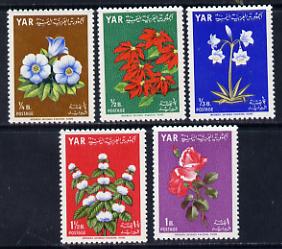 Yemen - Republic 1964 Flowers 'Postage' set of 5 (SG 298-302) unmounted mint, stamps on flowers