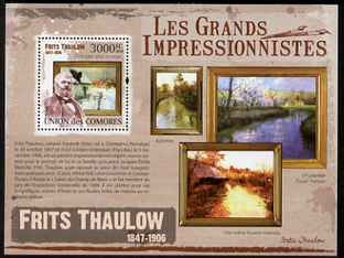 Comoro Islands 2009 Impressionists - Frits Thaulow perf s/sheet unmounted mint, stamps on personalities, stamps on arts, stamps on impressionists