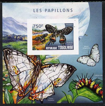 Togo 2014 Butterflies F imperf deluxe m/sheet unmounted mint. Note this item is privately produced and is offered purely on its thematic appeal, stamps on butterflies, stamps on 