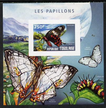 Togo 2014 Butterflies G imperf deluxe m/sheet unmounted mint. Note this item is privately produced and is offered purely on its thematic appeal, stamps on butterflies, stamps on 