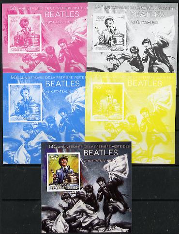 Central African Republic 2014 The Beatles - Ringo Starr deluxe m/sheet - the set of 5 imperf progressive proofs comprising the 4 individual colours plus all 4-colour comp..., stamps on personalities, stamps on music, stamps on pops, stamps on beatles