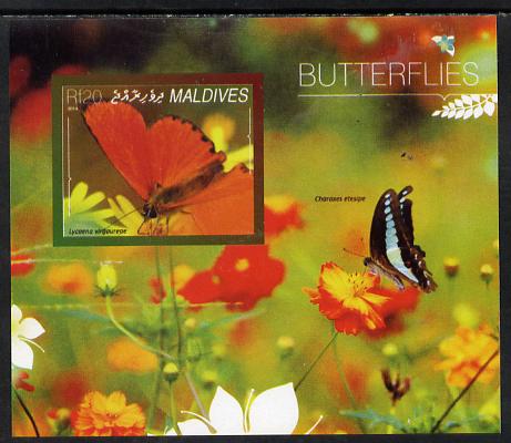 Maldive Islands 2014 Butterflies #2 imperf s/sheet unmounted mint. Note this item is privately produced and is offered purely on its thematic appeal, stamps on butterflies, stamps on 