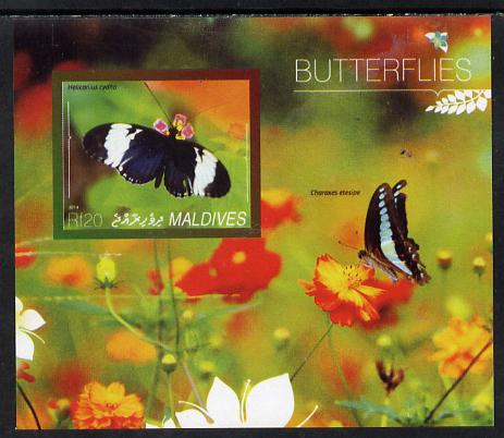 Maldive Islands 2014 Butterflies #3 imperf s/sheet unmounted mint. Note this item is privately produced and is offered purely on its thematic appeal, stamps on butterflies, stamps on 