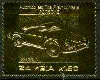 Zambia 1987 Classic Cars 1k50 Porsche in 22k gold foil unmounted mint, stamps on cars      porsche