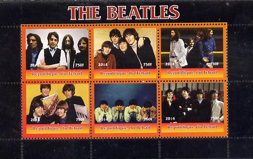 Chad 2014 The Beatles #2 perf sheetlet containing 6 values unmounted mint. Note this item is privately produced and is offered purely on its thematic appeal. . , stamps on music, stamps on pops, stamps on beatles, stamps on rock