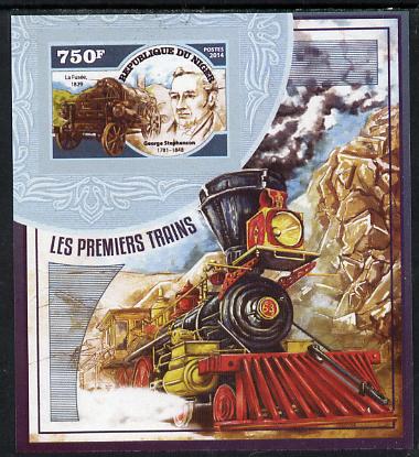 Niger Republic 2014 Early Steam Trains #4 imperf s/sheet unmounted mint. Note this item is privately produced and is offered purely on its thematic appeal, stamps on , stamps on  stamps on railways