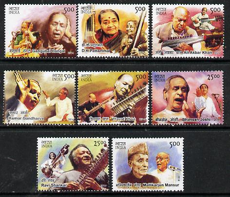 India 2014 Musicians perf set of 8 unmounted mint, stamps on music