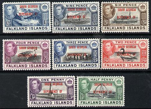 Falkland Islands Dependencies - South Georgia 1944 KG6 optd set of 8 unmountedd mint, SG B1-8, stamps on , stamps on  kg6 , stamps on 