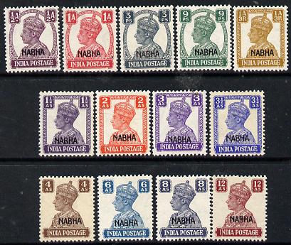 Indian States - Nabha 1941-45 KG6 optd set of 13 complete mounted mint SG 105-17, stamps on , stamps on  kg6 , stamps on 